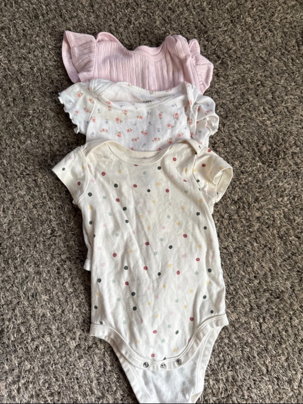 Baby Girls' Polka Dot and Floral Short-Sleeve One-Piece Set - Pink & Cream